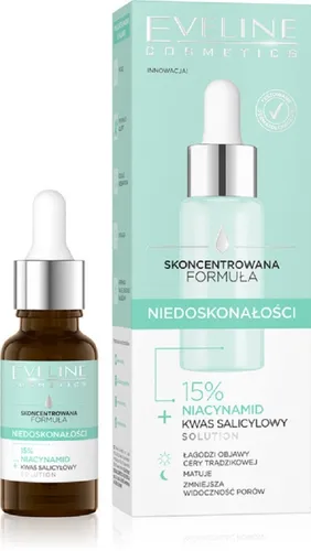 Eveline Cosmetics Skoncentrowana Formuła, Serum 15% niacynamid + kwas salicylowy `Niedoskonałości`