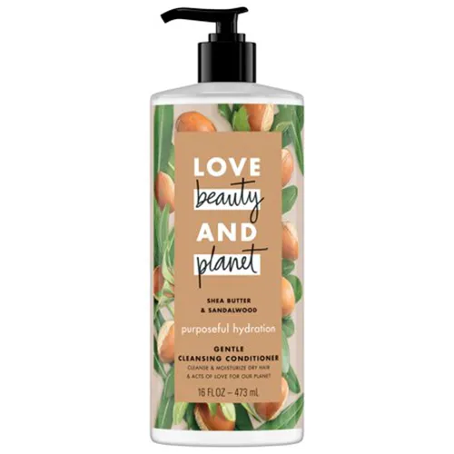Love Beauty and Planet Happy & Hydrated, Shea Butter & Sandalwood Oil Gentle Cleansing Conditioner (Odżywka myjąca do włosów suchych z masłem shea i olejkiem z drzewa sandałowego)