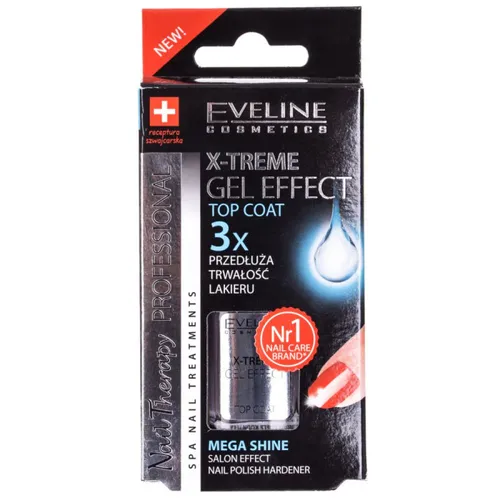 Eveline Cosmetics Nail Therapy Professional, X-Treme Gel Effect Top Coat (Preparat nawierzchniowy `Płynne szkło`)