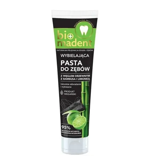 Bio Madent Wybielająca pasta do zębów z węglem drzewnym z bambusa i limonką