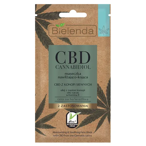 Bielenda CBD Cannabidiol, Maseczka nawilżająco-kojąca z CBD z konopi siewnych cera sucha / wrażliwa