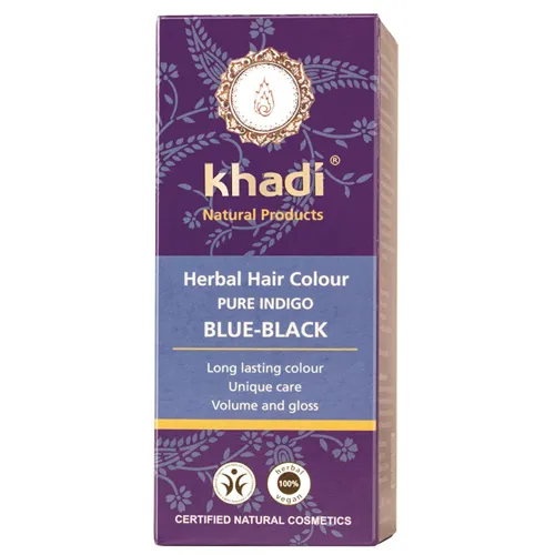Khadi Herbal Hair Colour, Pure Indigo Black (Ziołowa farba do koloryzacji włosów nadająca chłodny czarny kolor o niebieskim połysku) - 2