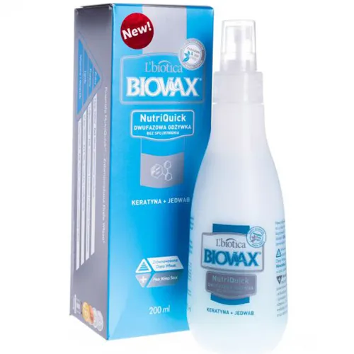L'biotica Biovax NutriQuick, Dwufazowa odżywka bez spłukiwania `Keratyna + jedwab`
