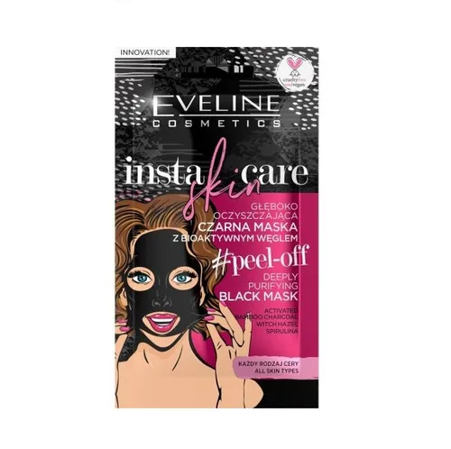 Eveline Cosmetics Insta Skin Care, Głęboko oczyszczająca czarna maska z bioaktywnym węglem peel off