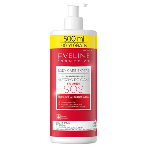 Eveline Cosmetics Body Care Expert, Ultraregenerujące mleczko do ciała SOS `5% Urea`