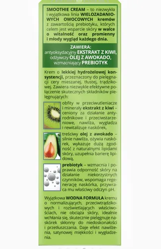 Bielenda Smoothie Cream, Prebiotyczny krem normalizujących `Prebiotyk + awokado + kiwi` - 2