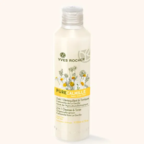 Yves Rocher Pure Calmille, 2 en 1 Demaquillant & Tonique Camomille (Mleczko + tonik 2 w 1 z wyciągiem z rumianku)