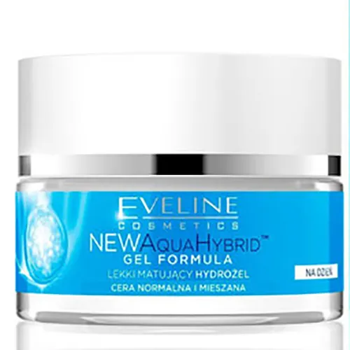 Eveline Cosmetics New Aqua Hybrid Gel Formula, Lekki matujący hydrożel na dzień do cery normalnej i mieszanej