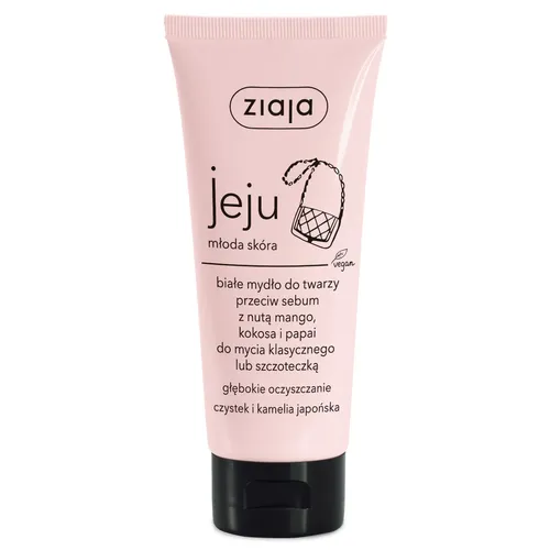 Ziaja Jeju, Białe mydło do twarzy przeciw sebum z nutą mango, kokosa i papai