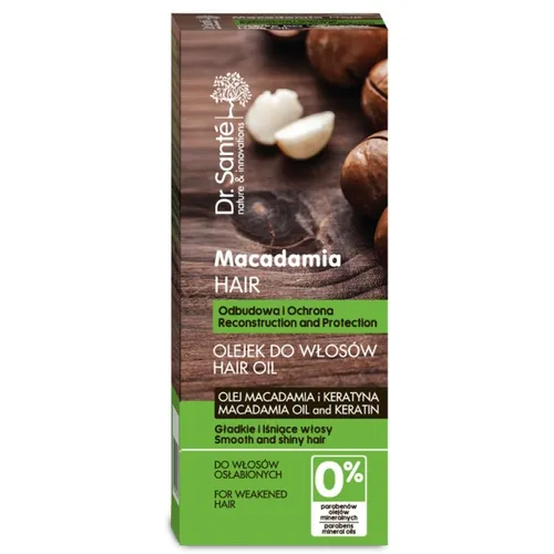 Dr. Sante Macadamia Hair, Olejek do włosów odbudowujący ochronny z olejem macadamia i keratyną