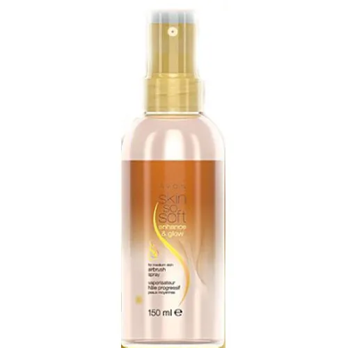 Avon Skin So Soft, Enhance & Glow, Airbrush Spray (Rozświetlający balsam opalający w sprayu do średniej karnacji)
