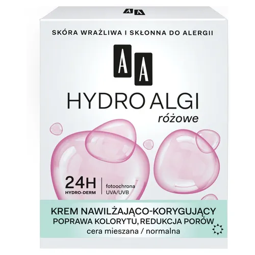 AA Hydro Algi Różowe, Krem nawilżająco - korygujący do cery tłustej i mieszanej na dzień