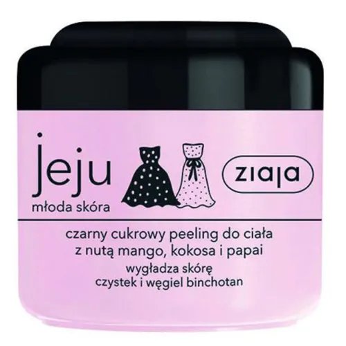 Ziaja Jeju, Czarny cukrowy peeling do ciała z nutą mango, kokosa i papai