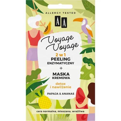 AA Voyage Voyage, 2w1 Peeling enzymatyczny + maska kremowa `Papaja i ananas`