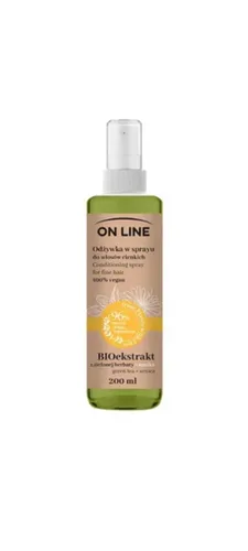 On Line From Plants With Love, Odżywka w sprayu do włosów cienkich `BIOekstrakt z zielonej herbaty i arnika`
