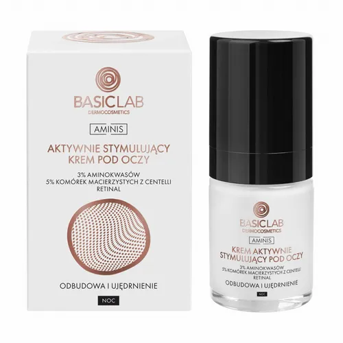 BasicLab Dermocosmetics Aminis, Krem aktywnie stymulujący pod oczy na noc