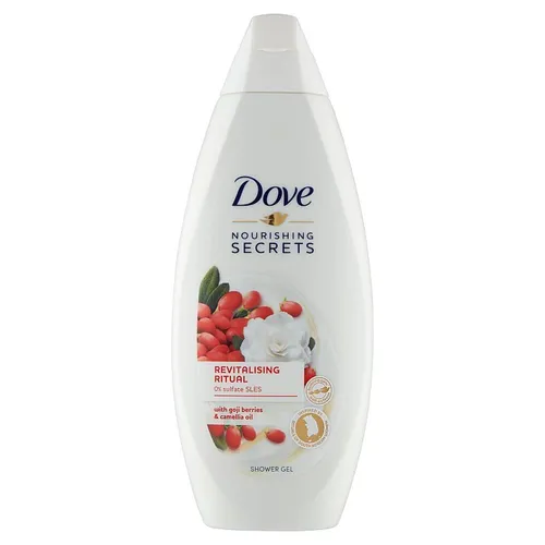 Dove Nourishing Secrets, Revitalising Ritual, Shower Gel with Goji Berries & Camellia Oil O% Sulfate SLES (Rewitalizujący żel pod prysznic z jagodami goji i olejkiem kameliowym)