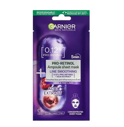 Garnier Skin Naturals, Pro-Retinol Ampoule Sheet Mask (Ampułka w masce na tkaninie z pro-retinolem (stara wersja))