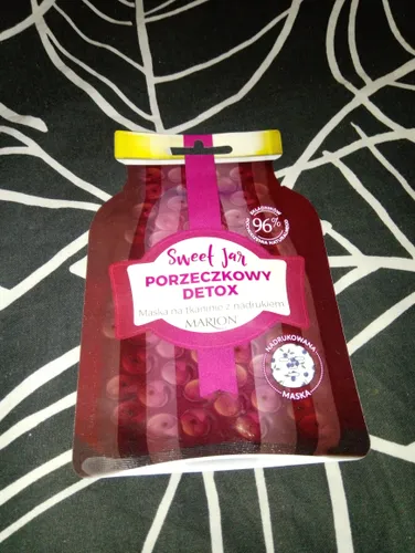 Marion Sweet Jar,  Maska na tkaninie z nadrukiem `Porzeczkowy detox`
