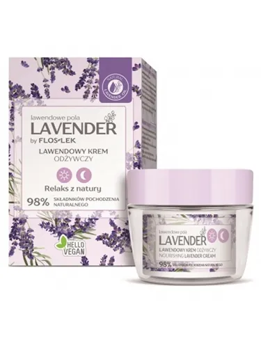 Floslek Lavender Lawendowe Pola by Floslek,  Lawendowy krem odżywczy na dzień i na noc z olejkiem lawendowym, cicą i peptydami