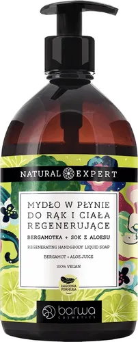 Barwa Natural Expert, Mydło w płynie do rąk i ciała regenerujące `Bergamotka i sok z aloesu`