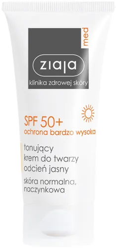 Ziaja Med, Tonujący krem do twarzy SPF 50+ - bardzo wysoka ochrona
