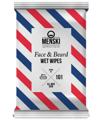 Menski Face & Beard Wet Wipes (Chusteczki odświeżające do twarzy i brody)