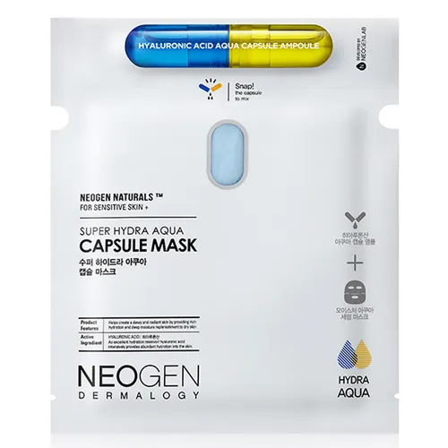 Neogen Dermalogy, Super Hydra Aqua Capsule Mask (Nawilżająca maseczka z ampułką)