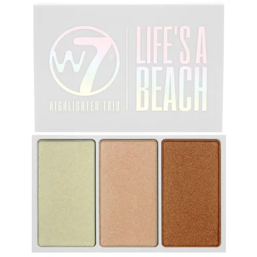 W7 Life's a Beach, Highlighter Trio (Paletka rozświetlaczy)