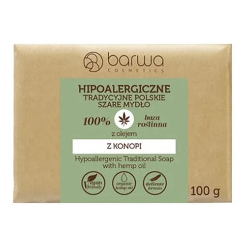 Barwa Hipoalergiczne tradycyjne szare mydło w kostce z olejem z konopi