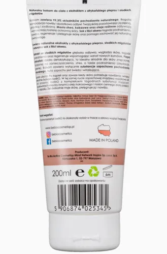 beBIO Naturalny balsam do ciała `Pieprz afrykański i migdał` - 2