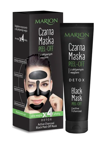 Marion Detox, Active Charcoal Black Peel - Off Mask (Czarna maska peel - off z aktywnym węglem) - 2