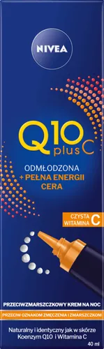 Nivea Q10 plus C, Przeciwzmarszczkowy krem na noc `Odmłodzona + Pełna energii cera`