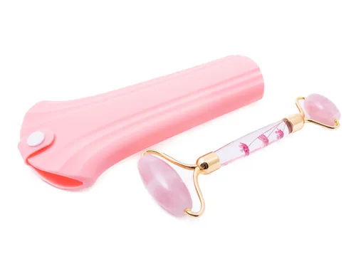 Lash Brow Roller do masażu twarzy kwarc akryl różowy