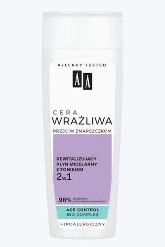 AA Cera Wrażliwa Przeciw Zmarszczkom, Rewitalizujący płyn micelarny z tonikiem 2 w 1 do cery wrażliwej