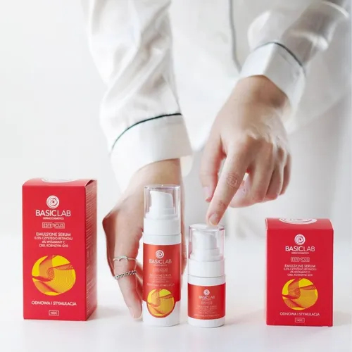 BasicLab Dermocosmetics Esteticus, Emulsyjne serum z 0,5% czystego retinolu, 4% witaminy C, CBD i koenzymem Q10 `Odnowa i stymulacja` - 4