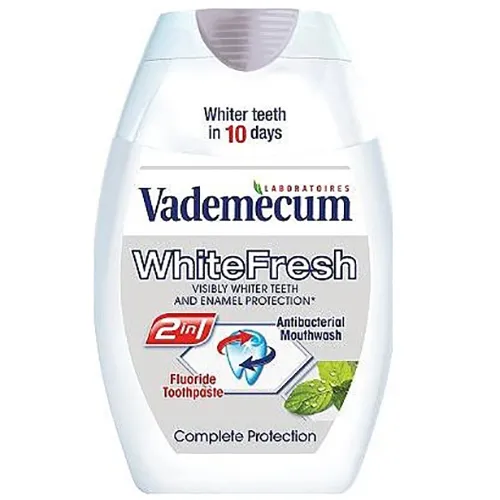 Vademecum 2in1 White Fresh, Pasta i płyn do płukania ust z efektem wybielającym
