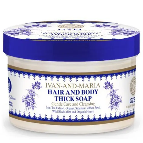 Natura Siberica Gzel, Ivan and Maria, Hair & Body Thick Soap (Gęste mydło do ciała i włosów `Dzika mięta pieprzowa & syberyjski żeń-szeń & organiczny miód`)