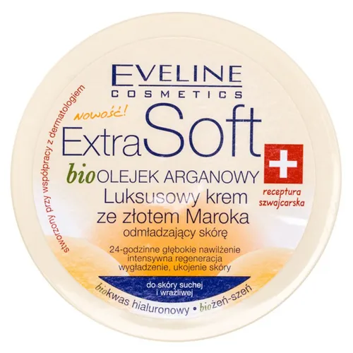 Eveline Cosmetics Extra Soft, Luksusowy krem ze złotem Maroka `Bio olejek arganowy`