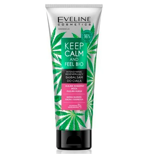 Eveline Cosmetics Keep Calm and Feel Bio, Intensywnie regenerujący biobalsam do ciała `Olejek konopny, róża i olejek kukui`