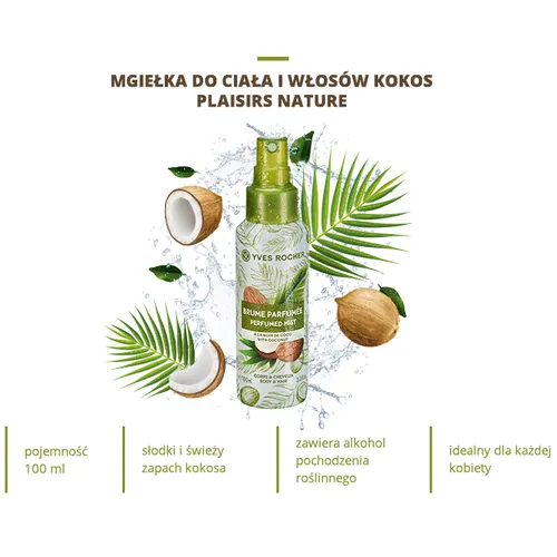 Yves Rocher Les Plaisirs Nature, Brume Parfumee a'la Noix de Coco (Mgiełka do ciała i włosów `Kokos`) - 3