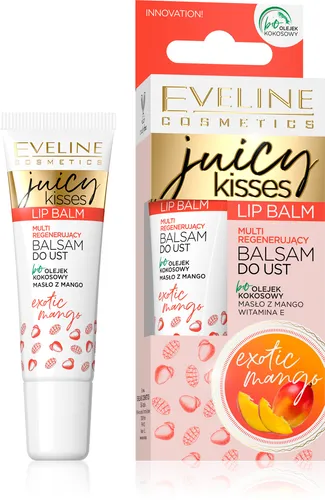 Eveline Cosmetics Juicy Kisses Exotic Mango Lip Balm (Multi regenerujący balsam do ust z masłem z owoców mango)