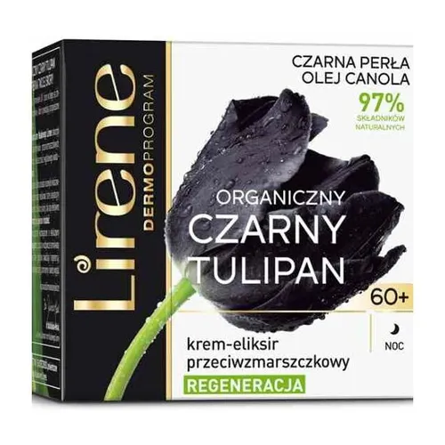 Lirene Dermoprogram Organiczny Czarny Tulipan, Krem-eliksir przeciwzmarszczkowy na noc 60+
