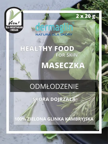 Dermaglin Healthy Food for Skin, Maseczka z  zieloną glinką kambryjską `Odmłodzenie`