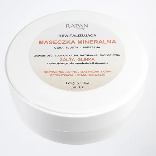Rapan Beauty Żółta glinka, Maseczka mineralna rewitalizująca do skóry tłustej i mieszanej
