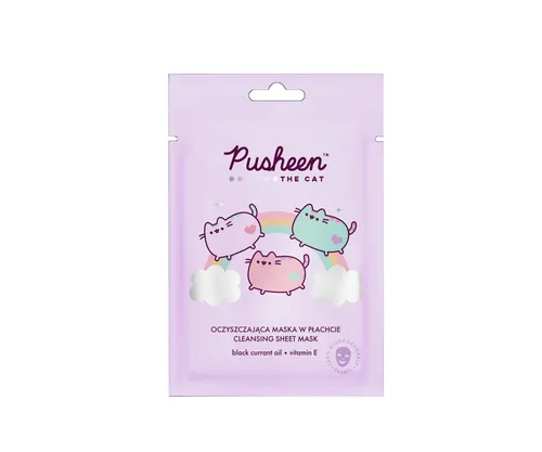 The Beauty Care Company Pusheen, Cleansing Sheet Mask  Black Currant Oil & Vitamin E (Oczyszczająca maska w płachcie)