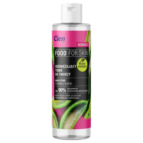 Cien Food For Skin, Odświeżający tonik do twarzy `Nawilżenie z sokiem z aloesu`