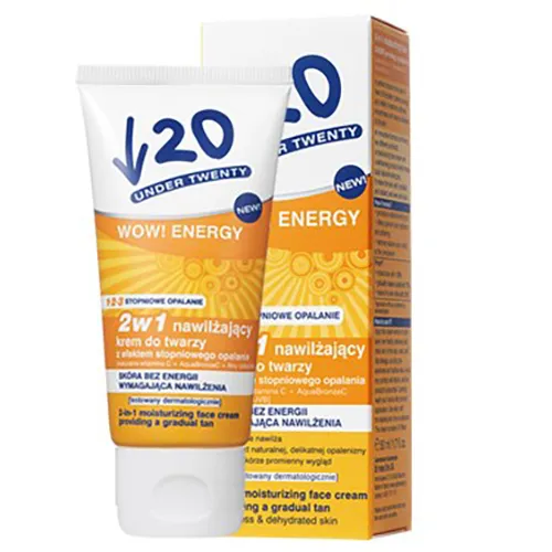 Under Twenty Wow! Energy, 2 w 1 nawilżający krem do twarzy z efektem stopniowego opalania
