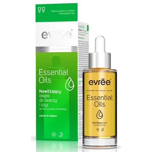 Evree Essential Oils, Nawilżający olejek do twarzy i szyi, cera sucha i normalna
