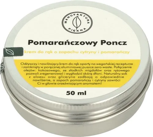 Manufaktura Piękna Krem do rąk o zapachu cytryny i pomarańczy `Pomarańczowy poncz`